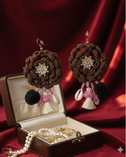 Háčkované  dizajnové náušnice "Dizajnový odkaz Stredomoria"